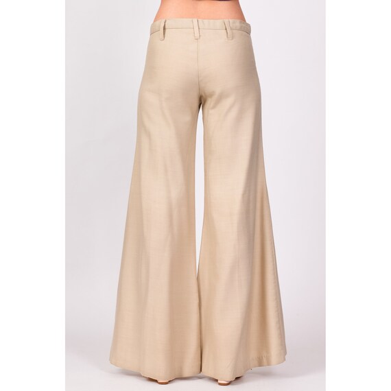 70s Khaki Low Rise Bell Bottoms Extra Small | Vin… - image 5
