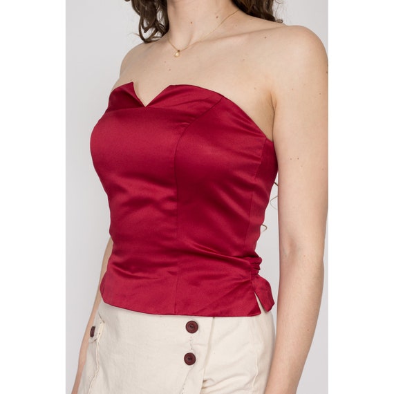 Small Y2K Crimson Red Satin Bustier Top | Vintage… - image 6