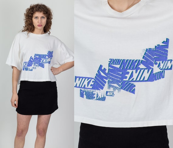 Large 90s Nike Cropped Graphic T Shirt Unisex | V… - image 1