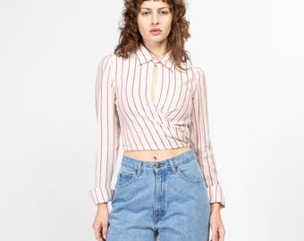 トップス theredthread TR33818 S tie shirt cropped THEREDTHREAD / ザレッドスレッド】S tie shirt cropped