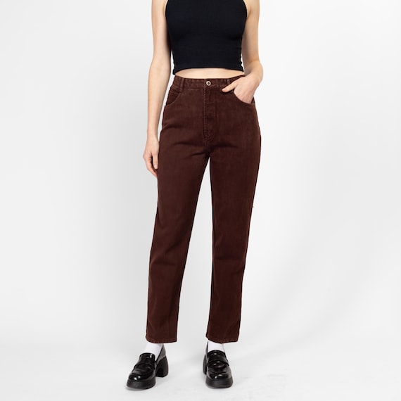 Small 80s Chocolate Brown High Waisted Jeans 27
