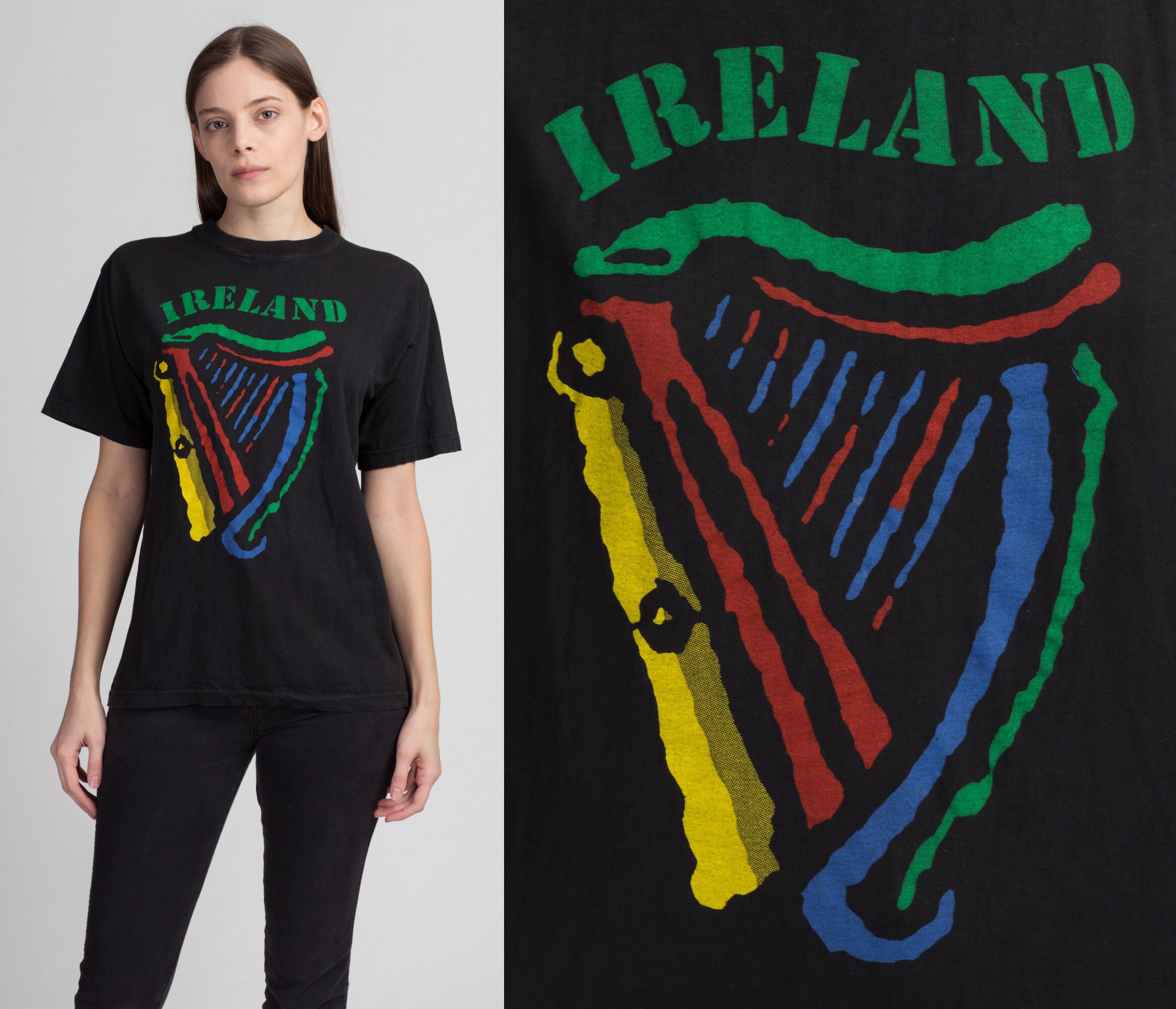 Vintage Ireland Celtic Harp T Shirt Men's Small Etsy