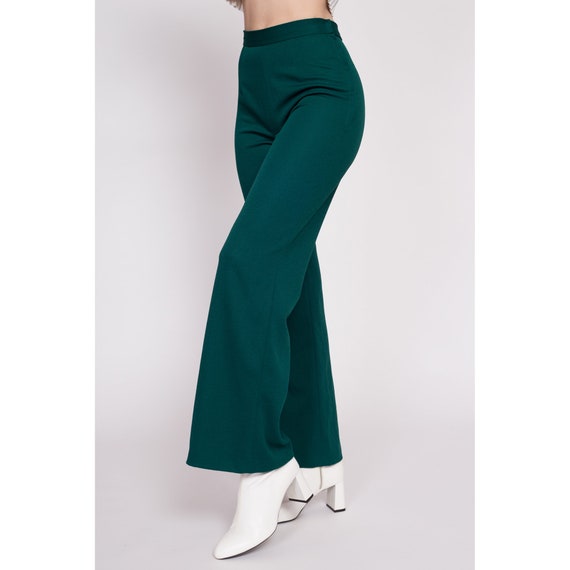 70s Emerald Green Flared Side Zip Pants Extra Sma… - image 4