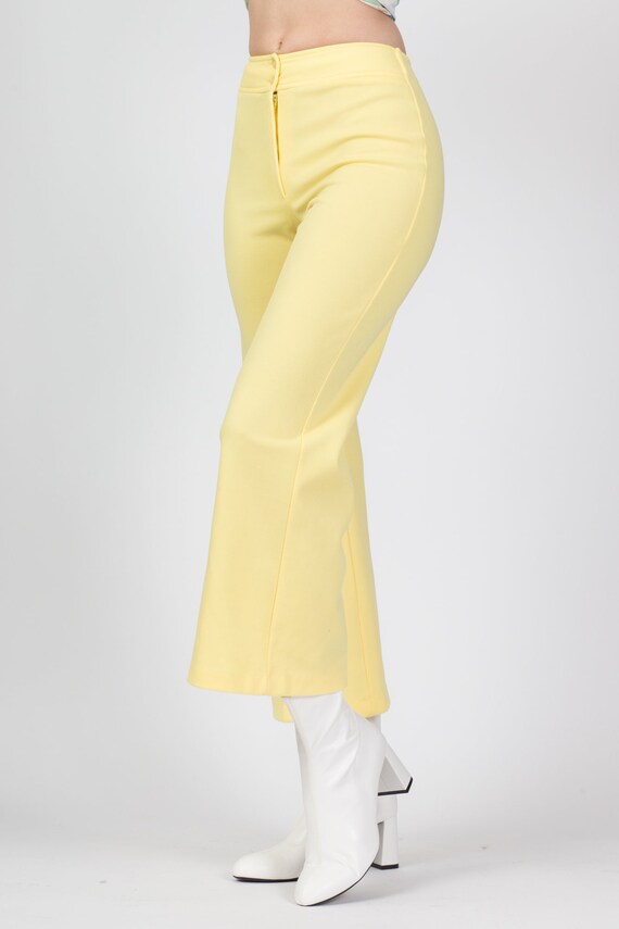 XS 70s Yellow Flared Pants 24" | Vintage High Wai… - image 4