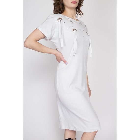 Medium 80s White Western Concho T-Shirt Dress | V… - image 4