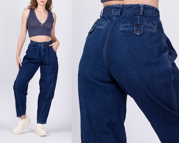 90s Lizwear Dark Wash Pleated Mom Jeans Small 26 Vintage High
