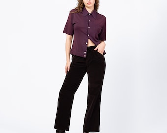 Vintage Y2K Black Corduroy Flared Pants - Medium | Zippered Pocket Pants, Mid Rise Bootcut Trousers