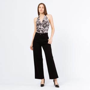 Vintage Y2K Black High Waisted Wide Leg Jeans - Medium, 28&quot; Waist | Minimalist Grunge Straight Leg Jeans