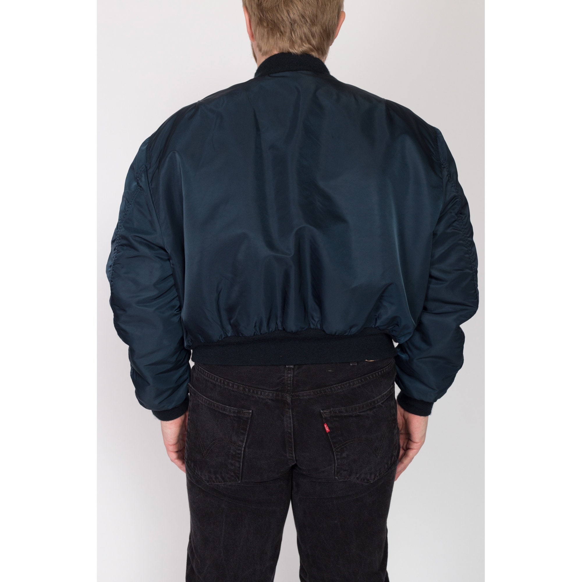 2X 90s MA-1 Reversible Bomber Flight Jacket | Vintage Navy