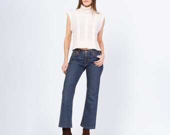 Vintage 90er Jahre Lucky Dark Wash Bootcut Jeans – S | Low Rise Denim 2000s Cropped Jeans