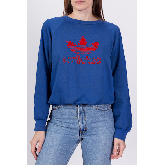 Medium 80s Adidas Trefoil Logo Distressed Sweatsh… - image 2