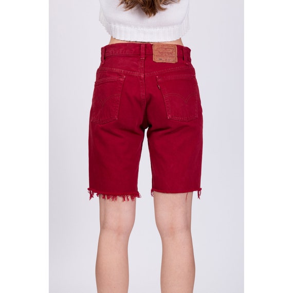 Small Vintage Levis 501 Red Cut Off Jean Shorts 2… - image 5