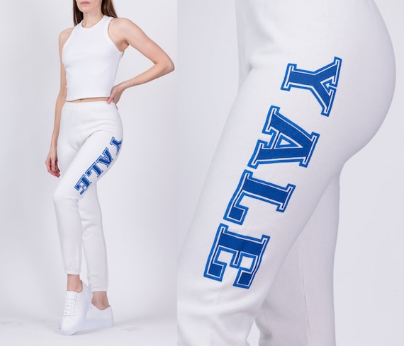 XS 90s Yale University Jogger Sweatpants Vintage White Blue Spell