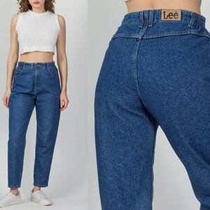 Vintage Lee High Waist Mom Jeans Medium 90s Medium Wash Denim Tapered Leg Ankle Jeans image 1