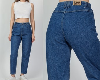 Vintage Lee High Waist Mom Jeans Medium | 90s Medium Wash Denim Tapered Leg Ankle Jeans