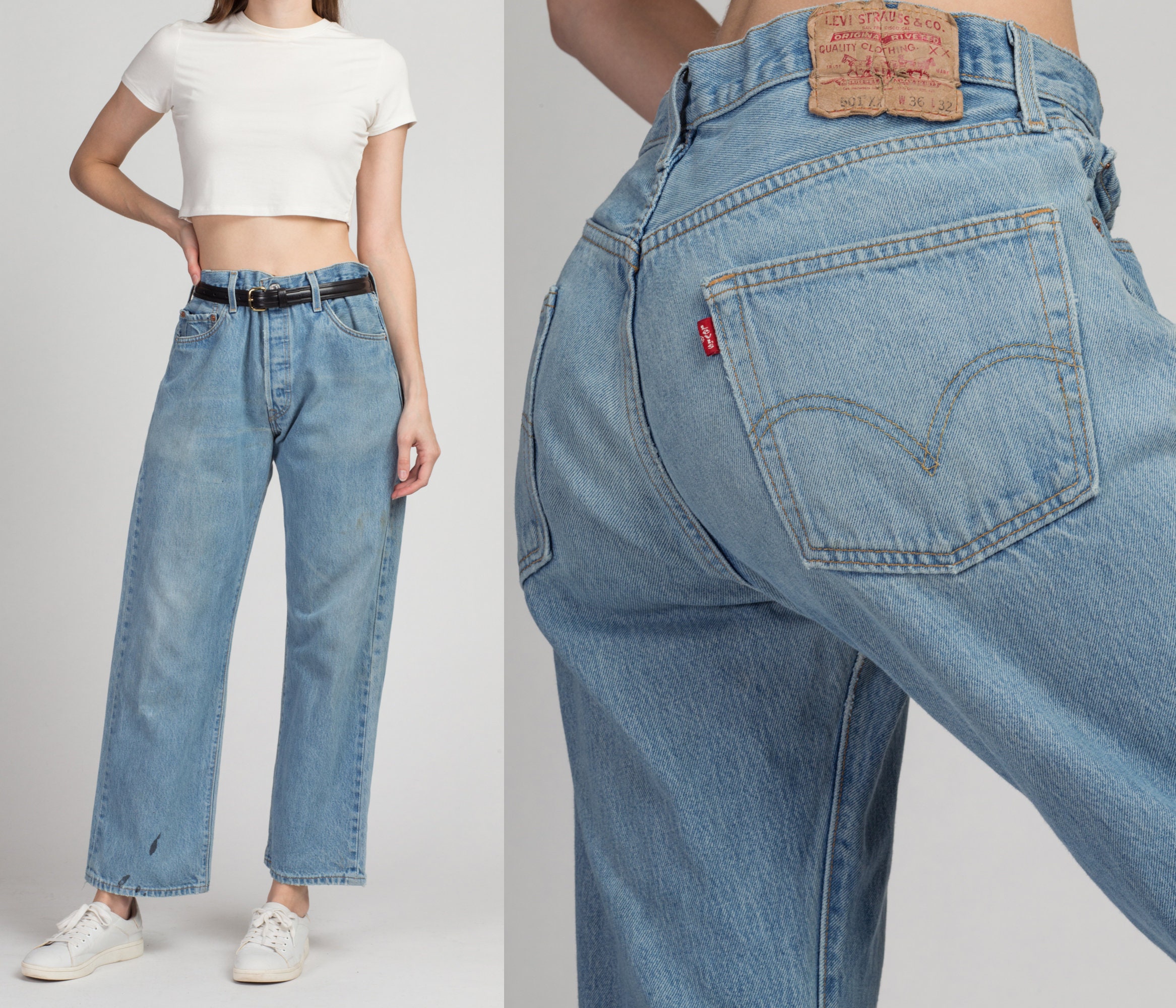 Vintage Levi's 501 Dad Jeans 36x32 90s Unisex Distressed Denim Straight Leg  High Waist Jeans 