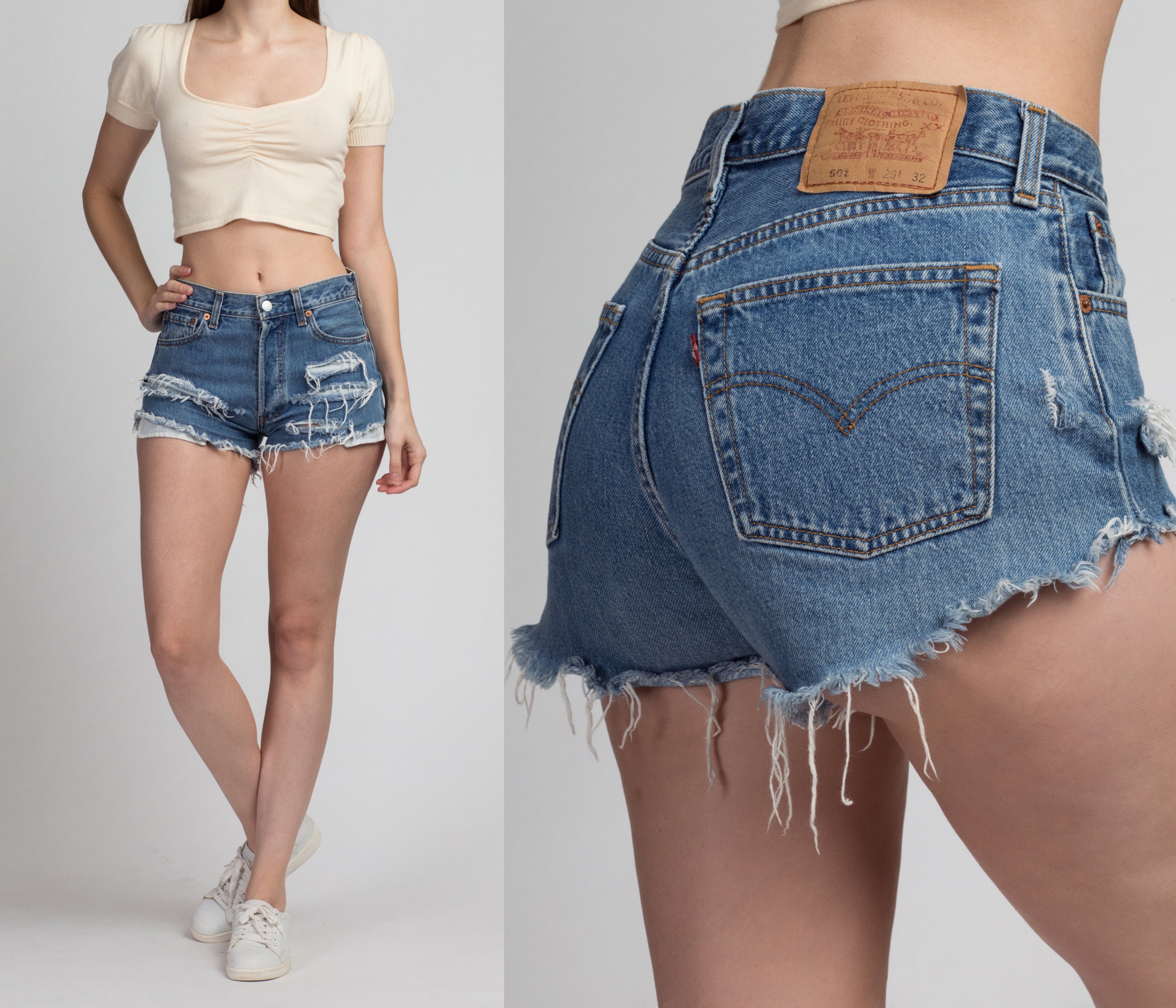 frayed denim booty shorts