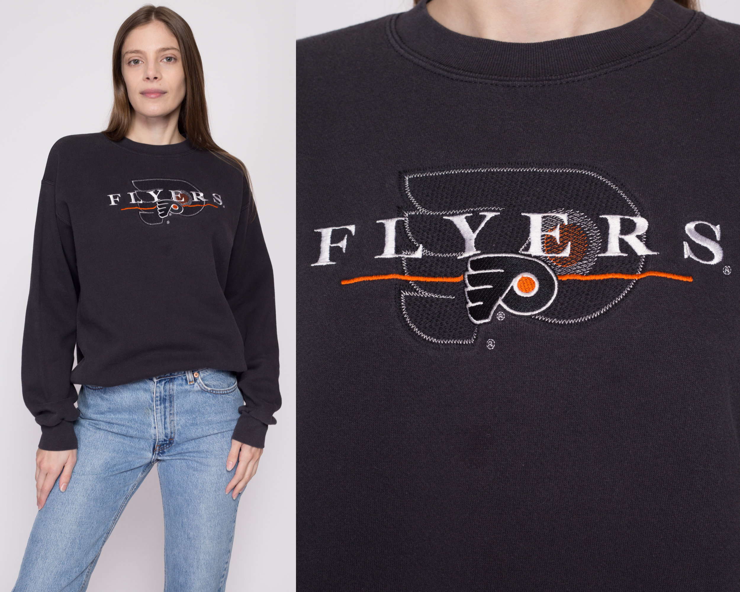 Philadelphia Flyers Retro Brand Black Retro Vintage Pullover Hoodie  Sweatshirt