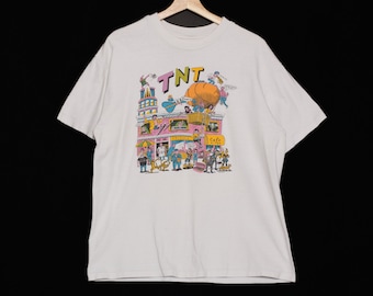Large 90s TNT City Scene Comic Graphic Tee | Vintage Steve Lafler Cartoon Art Print Funny T Shirt