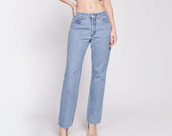 90s Guess Mid Rise Jeans - Small to Medium | Vintage Light Wash Denim Distressed Straight Leg Boyfriend Jeans