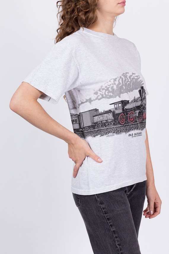 90s Old Sacramento Train Wraparound Graphic Tee U… - image 3