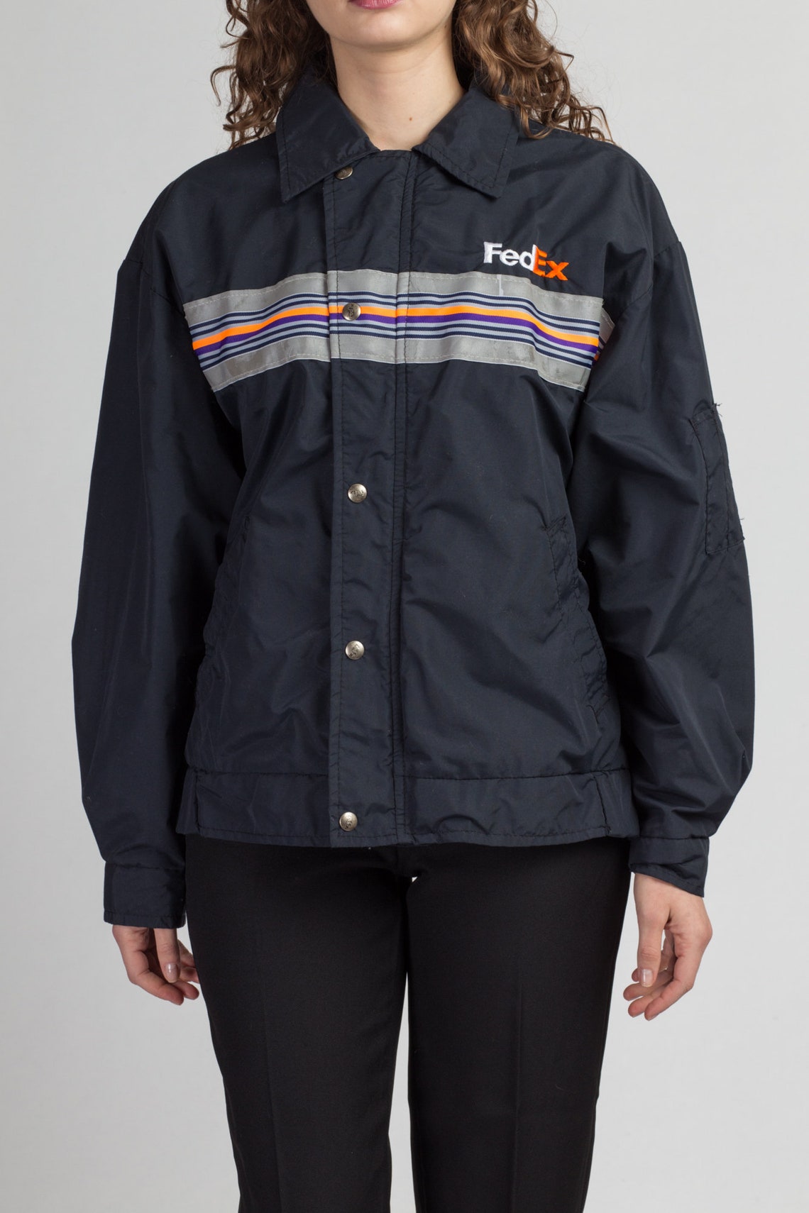 80s FedEx Uniform Jacket Men's Medium Vintage Black | Etsy