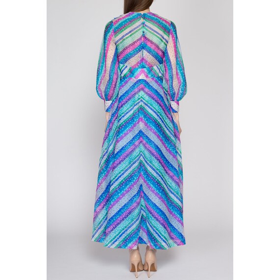 Small 60s 70s Psychedelic Striped Maxi Dress Peti… - image 5