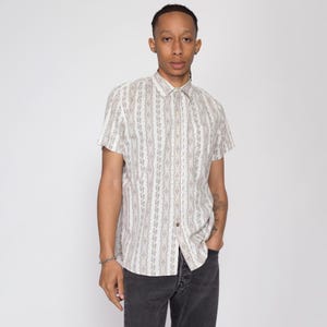 Camisa barroca de rayas Kennington de los años 80 / Camisa vintage de manga corta con botones y cuello para hombre