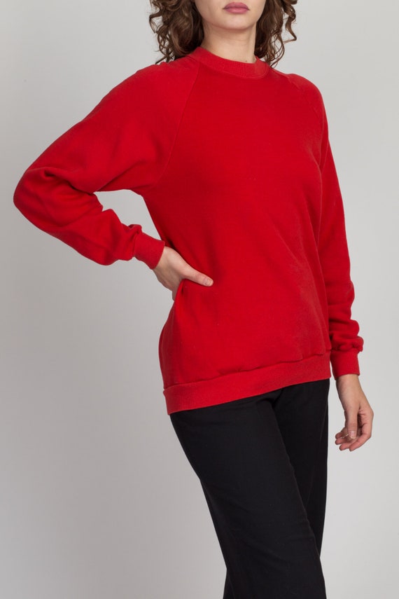 Medium 80s Red Raglan Sleeve Sweatshirt Unisex | … - image 4