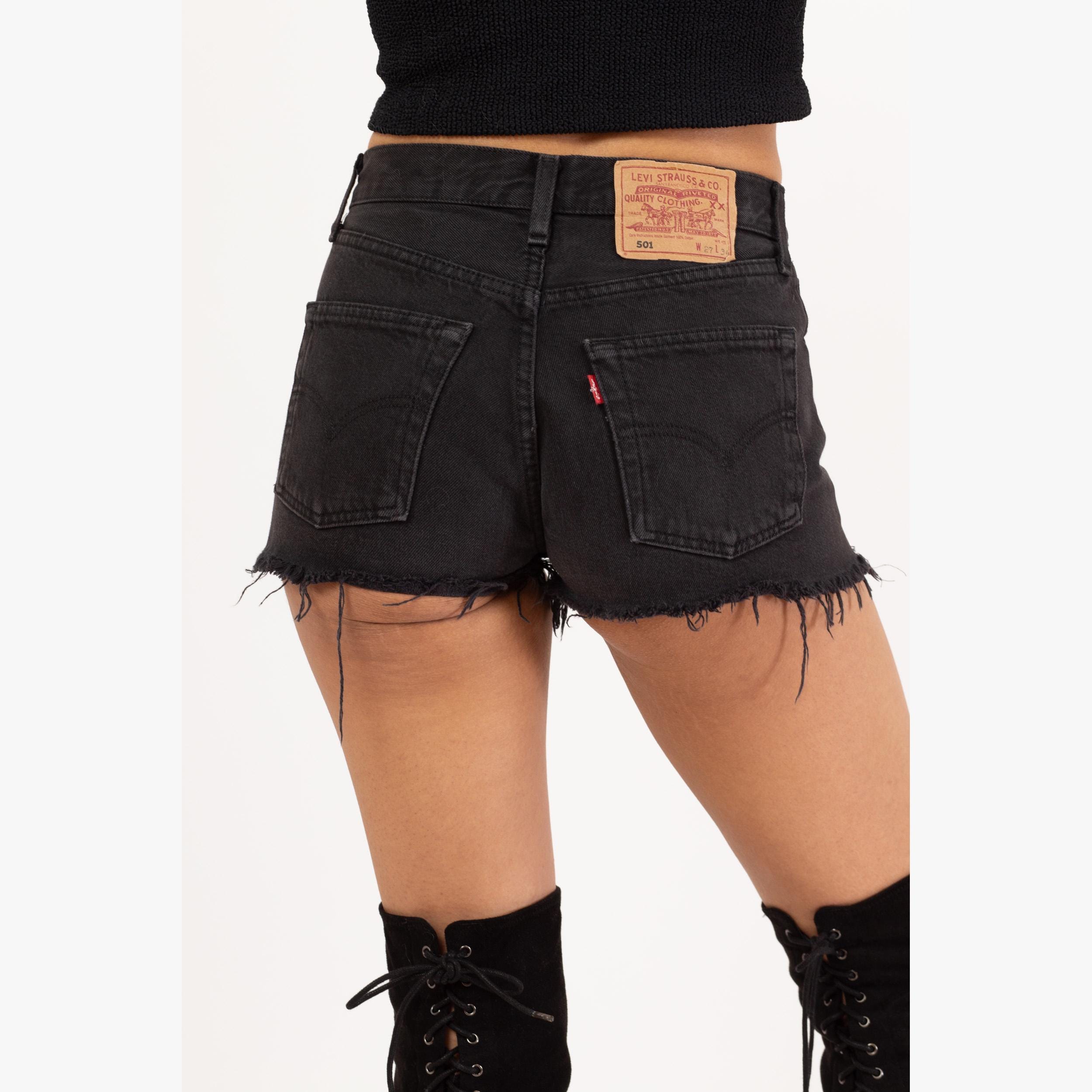 Vintage Y2K Levis 501 Black Cut off Jean Shorts - Extra Small