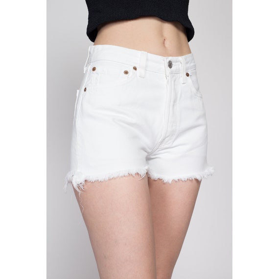 XS-Sm Vintage Levis 501 White High Waisted Jean S… - image 3