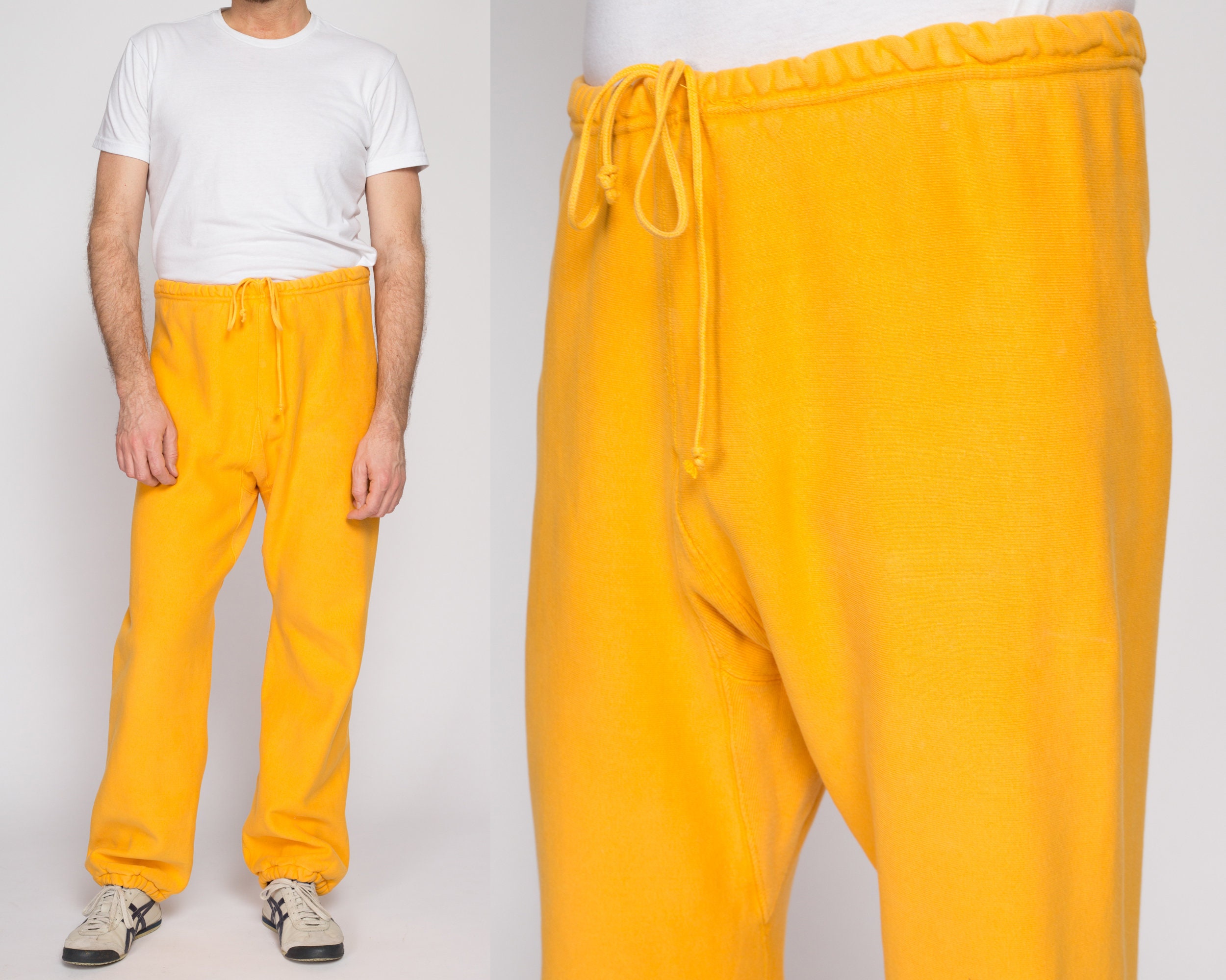 XL 80s Champion Reverse Weave Yellow Sweatpants Vintage Streetwear Blank Joggers Track Pants Etsy UK