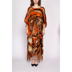 Vintage Tiger Print Kaftan Dress, Deadstock One Size 80s 90s Boho ...