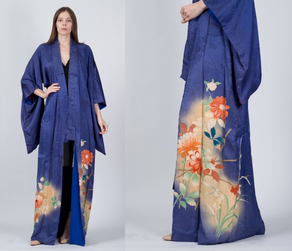 Vintage 1940s Japanese Floral Kimono, As Is One S… - image 1