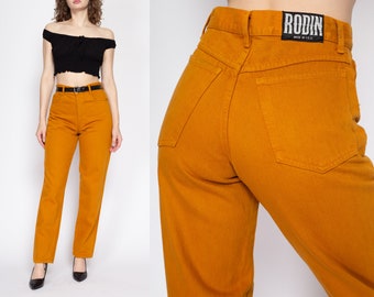 Medium 80s Ochre High Waisted Jeans 30" | Vintage Denim Tapered Leg Mom Jeans