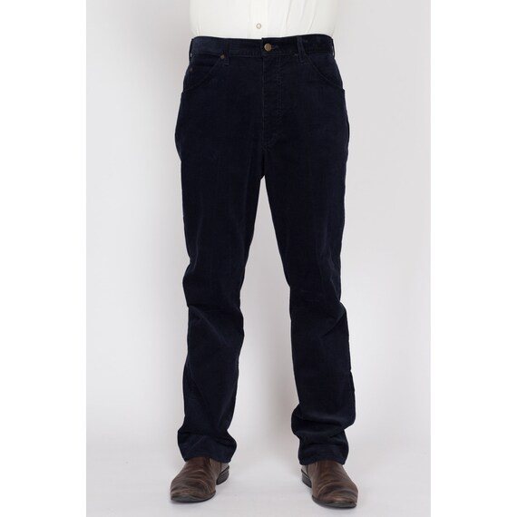 34x32 80s Lee Riders Navy Blue Corduroy Trousers … - image 3