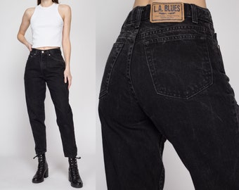 Sm-Med 90s Black High Waisted Mom Jeans 27" | Vintage LA Blues Denim Tapered Leg Jeans