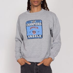 Medium 2002 Anaheim Angels MLB Sweatshirt | Y2K Heather Grey Baseball Graphic Pullover