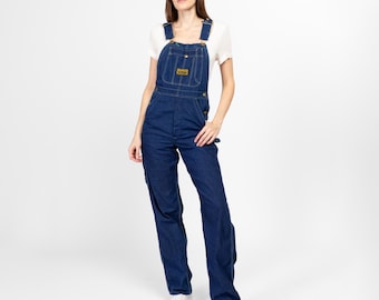 60s 70s Washington Dee Cee Dark Wash Denim Overalls - Extra Small | Vintage Cotton Bib Overall Pants Retro Dungarees