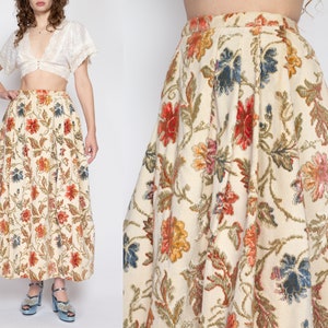 Small 60s Floral Tapestry Maxi Skirt NWT | Vintage 60s Mr. Gee Melba Hobson High Waisted A Line Carpet Skirt