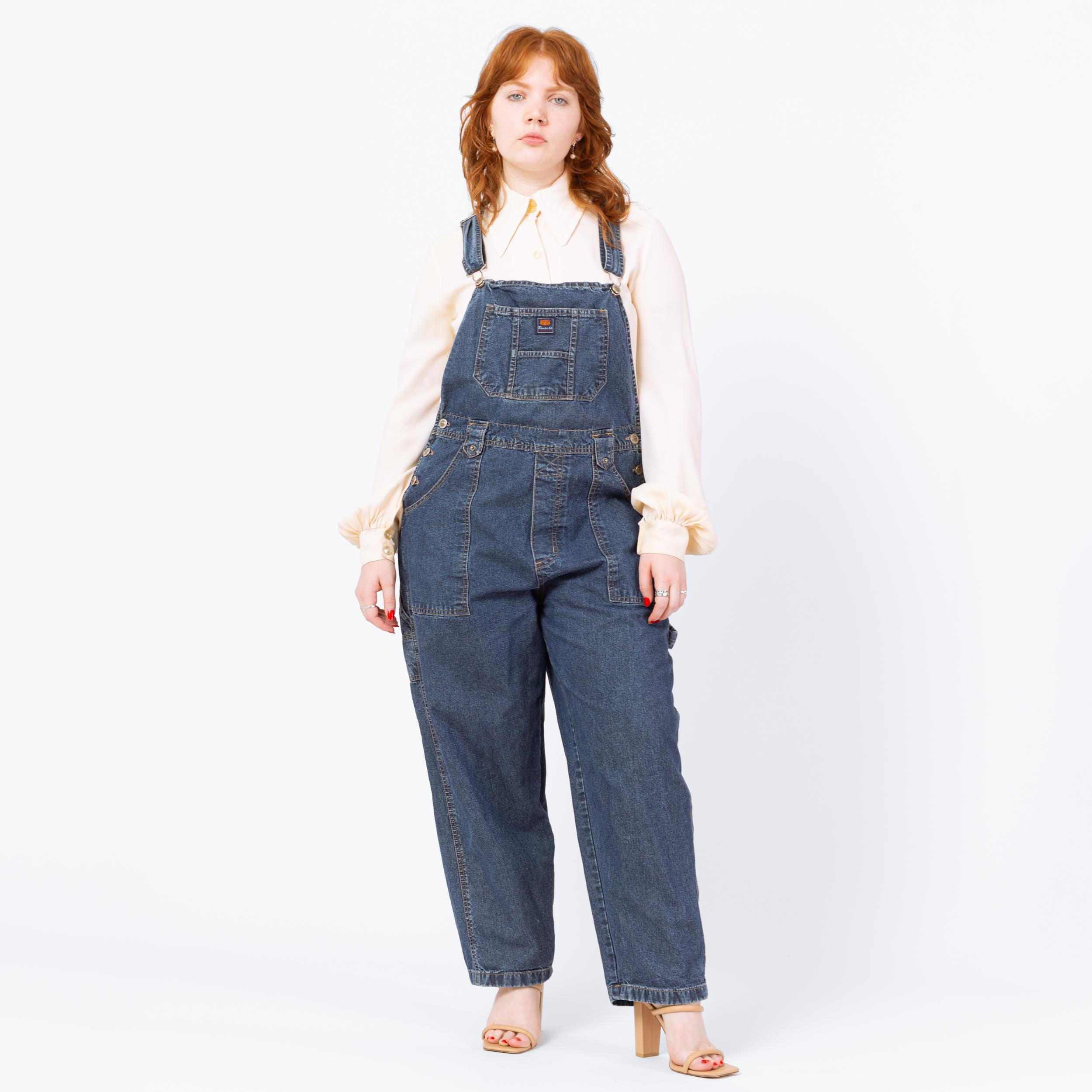 Vintage 90s Denim Carpenter Overalls - Large | Dark Blue