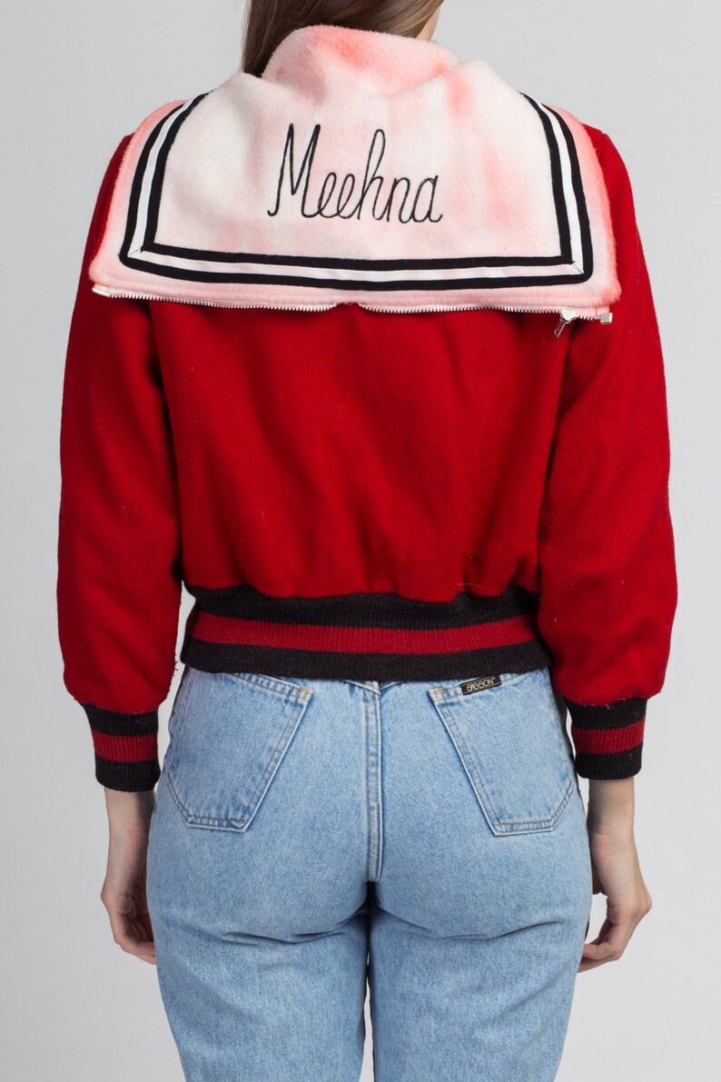 60s Red & White Cropped Letterman Jacket Extra Small | Etsy