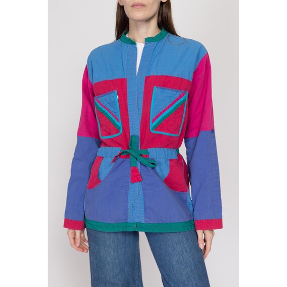 80s Nepalese Reversible Color Block Jacket - Larg… - image 8