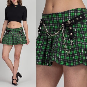 90s Tripp NYC Plaid Chain Mini Skirt Medium Vintage Green - Etsy