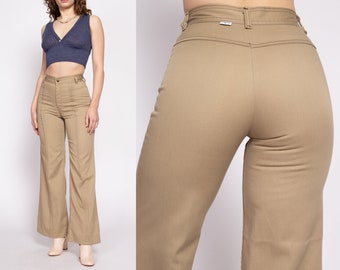 70s Khaki Saddleback Flared Pants Small 25.5 - Etsy