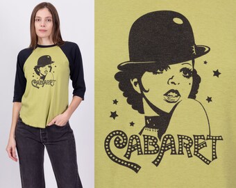 Medium Vintage Cabaret Liza Minelli T Shirt | Rare 70s 80s Movie Musical Promo Graphic Raglan Tee