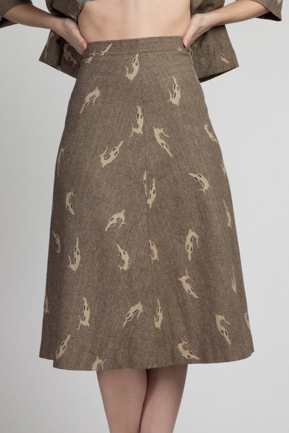 50s 60s Dolphin Print Blazer & Skirt Set Extra Sm… - image 6