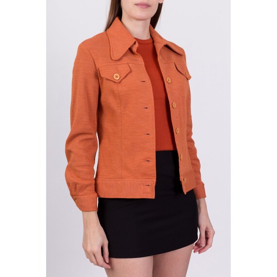 60s 70s Mod Orange Dog Ear Collar Shirt Jacket Extra … Gem