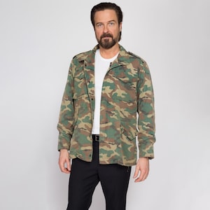 70er Jahre Tarnmuster M65 Armee Feldjacke - Medium | Vintage Woodland Camouflage Vietnam Ära Militär M-65 Mantel