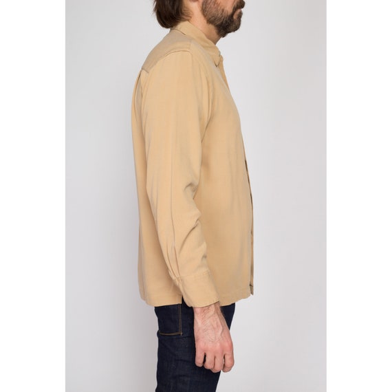 Medium 90s Geoffrey Beene Tan Ribbed Silk Shirt |… - image 5